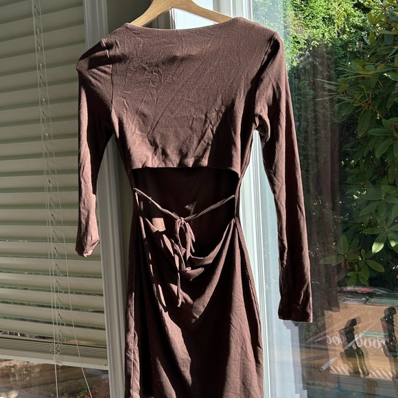 NEW princess polly long sleeve NOLAN MINI DRESS BROWN - Picture 2 of 10
